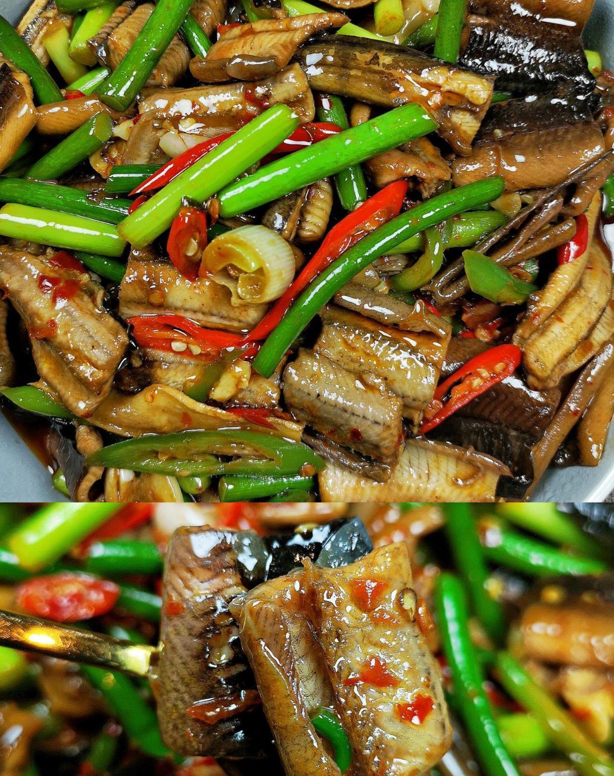 这就将注定黄鳝成为餐桌上的家常美食之一 爆炒,依然是我中意烹饪黄鳝