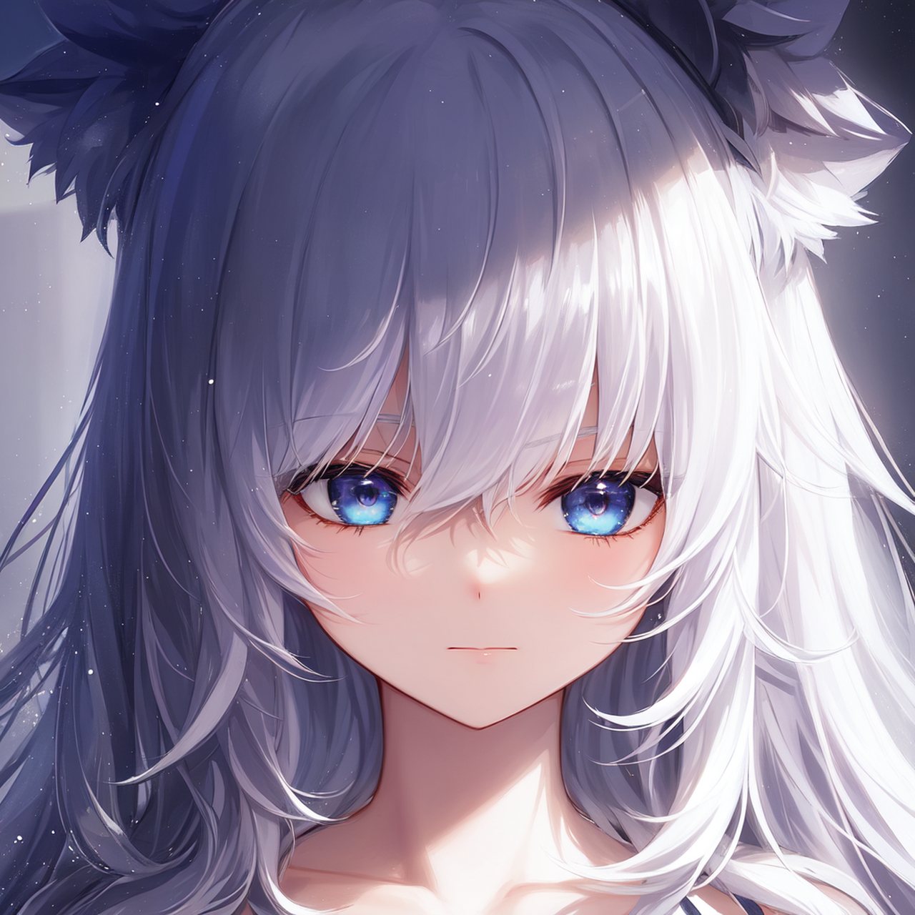 夏日花儿与猫咪少女二次元插画头像,它充满了青春活力和可爱的元素.