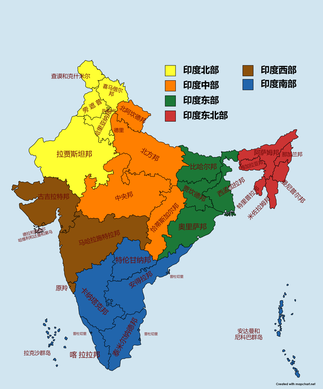 印度行政区划地图高清图片