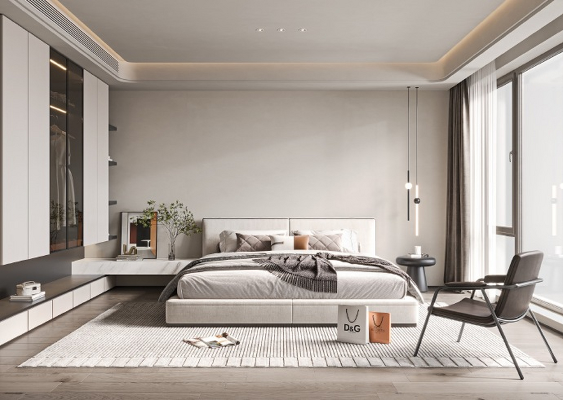 现代风卧室设计效果图!