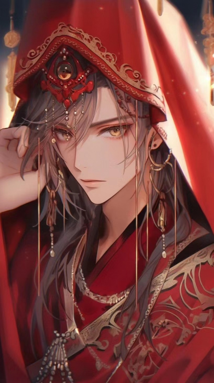 红衣邪魅古风男插画壁纸 ,这是不是你心中的小说男主脸?