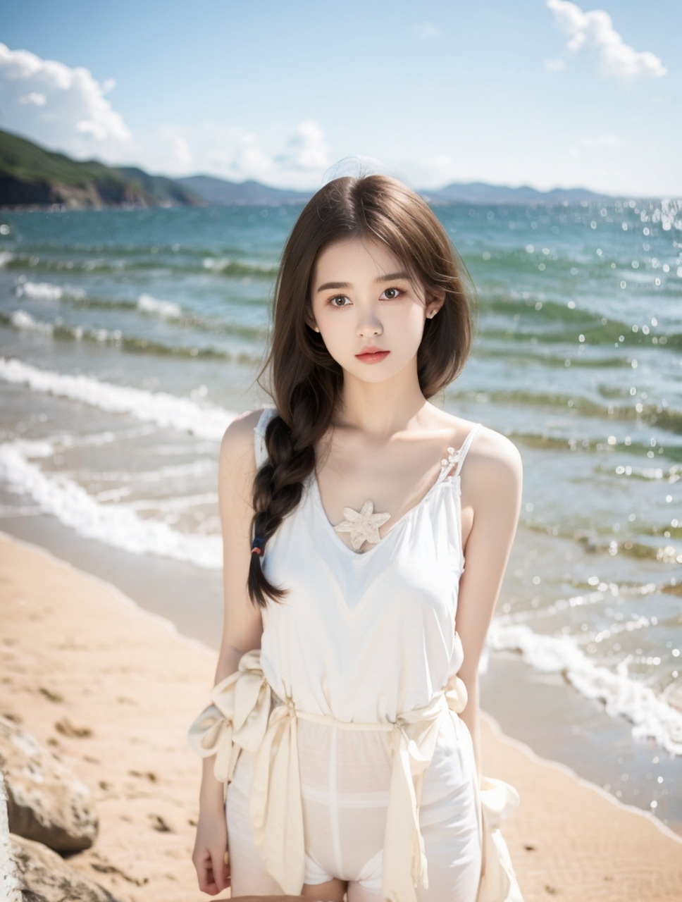 清纯绝色美女海边写真照片 #美女# #养眼美女# #清纯美少女