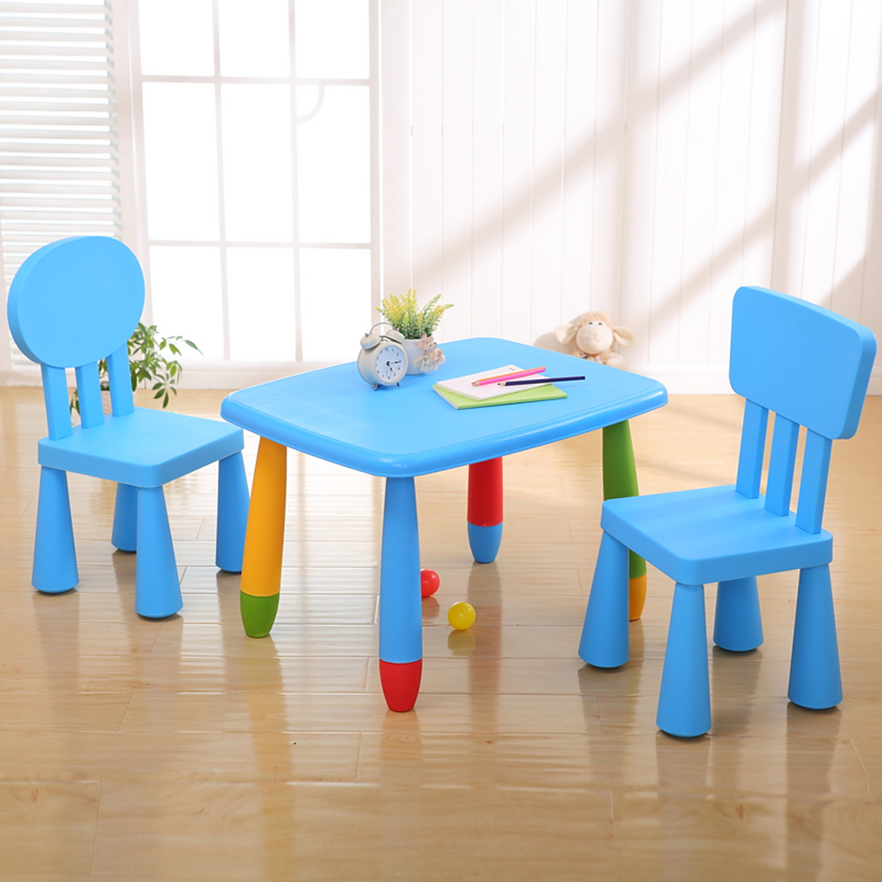儿童桌椅组合塑料 幼儿园桌椅宝宝学习吃饭桌子加厚玩具桌椅子 卡通