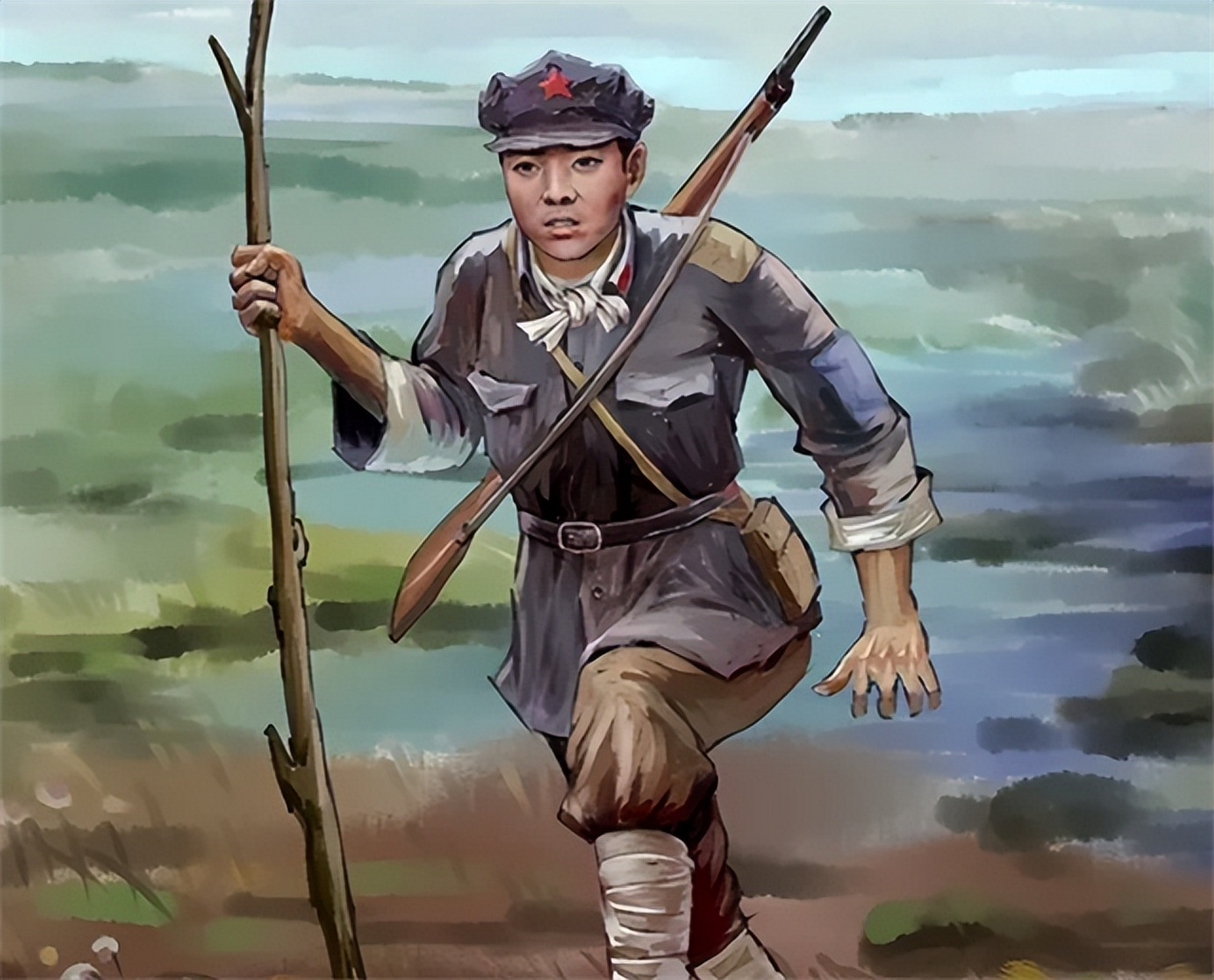 1935年,一13岁的红军小战士在过草地时因为尿急离开了队伍.