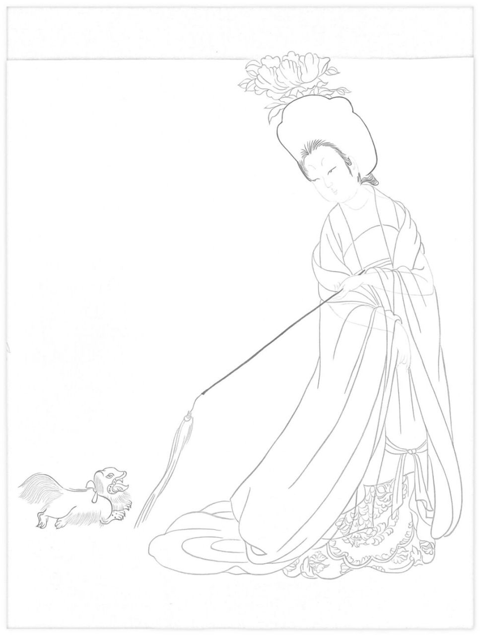 临摹簪花仕女图 |内附线稿图和局部  这幅整是去年的大二下的中国人物