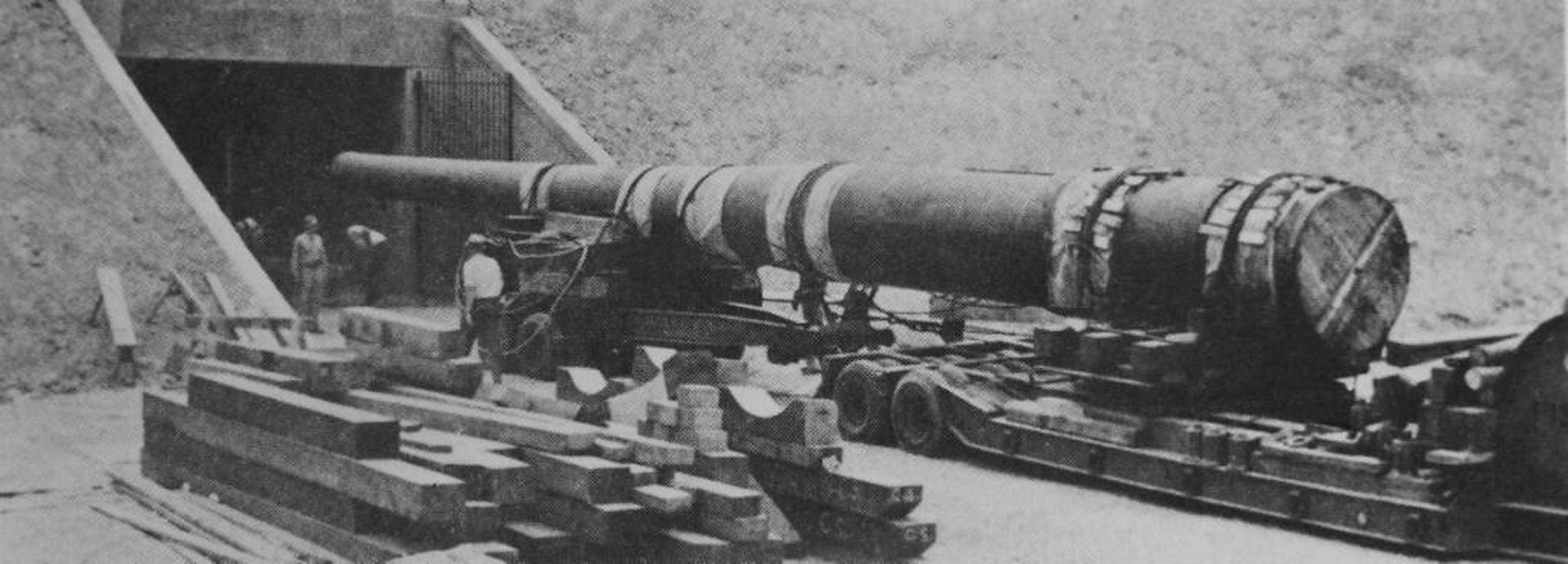 1940年16 inch gun m1919型406毫米海岸炮运到珍珠港海岸炮阵地.