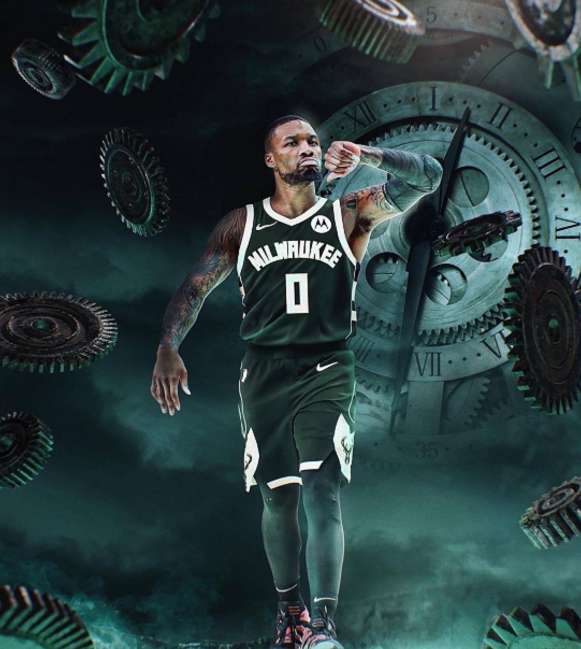 利拉德连中关键球,场边小球迷疯狂,做标志性戴表动作 nba常规赛结束一