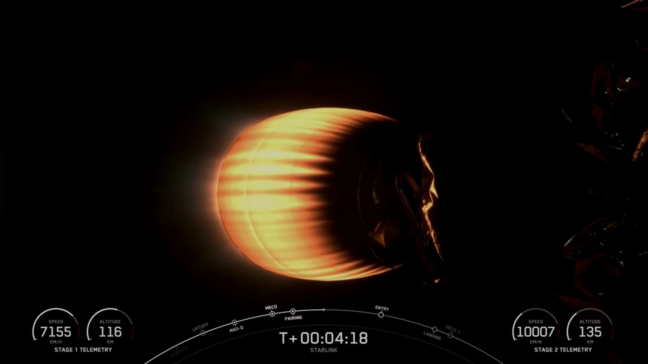 北京时间2023年7月28日12:01,(g6-7)22颗小型二代"星链"卫星由"