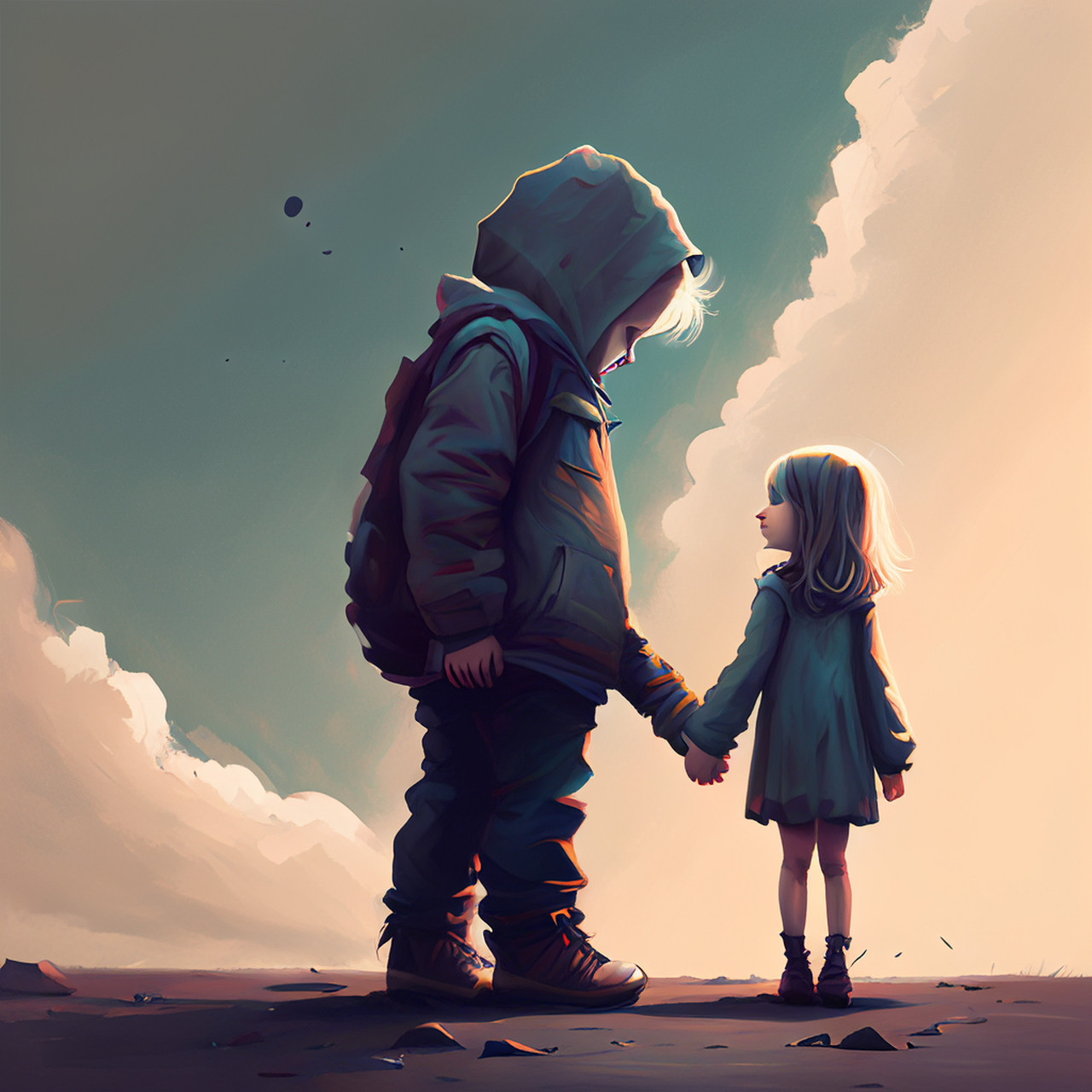 低头嗅我头,垂手牵手随.明快,意境,清新#百度ai绘图黑科技