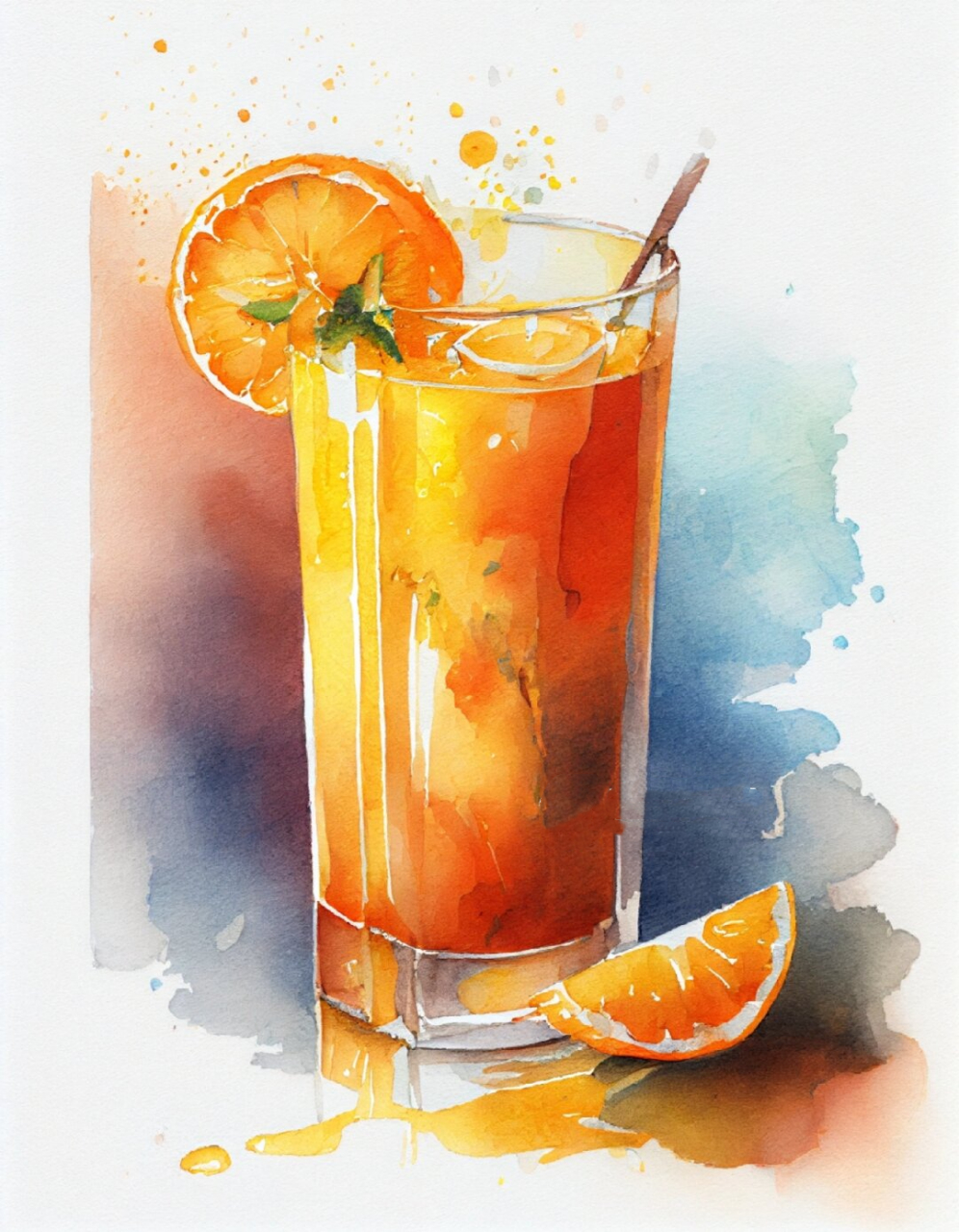 水彩临摹:好喝的果汁  水彩画是一种独特的艺术形式,其柔和的色彩和