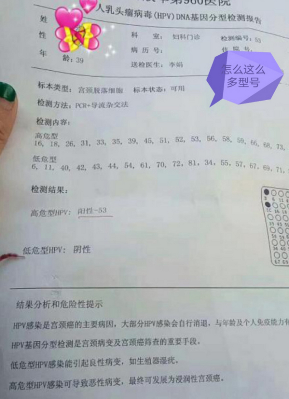 分享一个真实案例:  【患者提问】:备孕二胎的时候查出hpv53感染