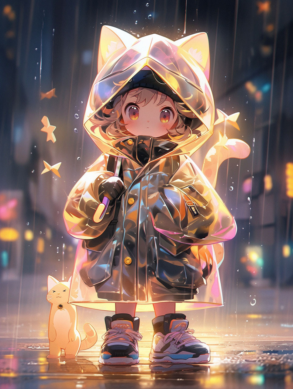 治愈系头像|闪闪发光的透明雨衣小可爱[期待]