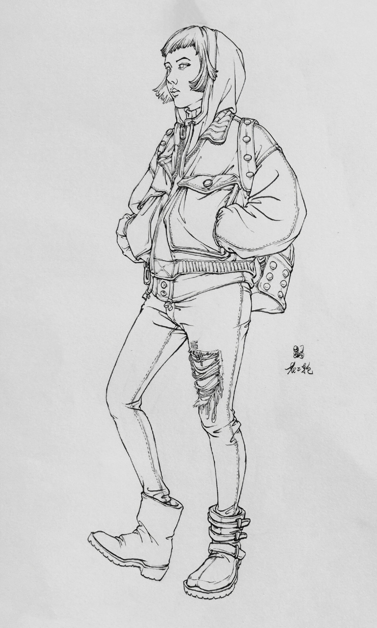 花二轮老师的站姿速写范画#艺术# #美术# #美术艺考