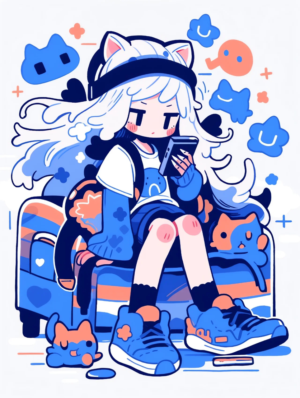 啥也不想干了~摆烂吧~ 核心关键词: blue and white蓝白相间 lying