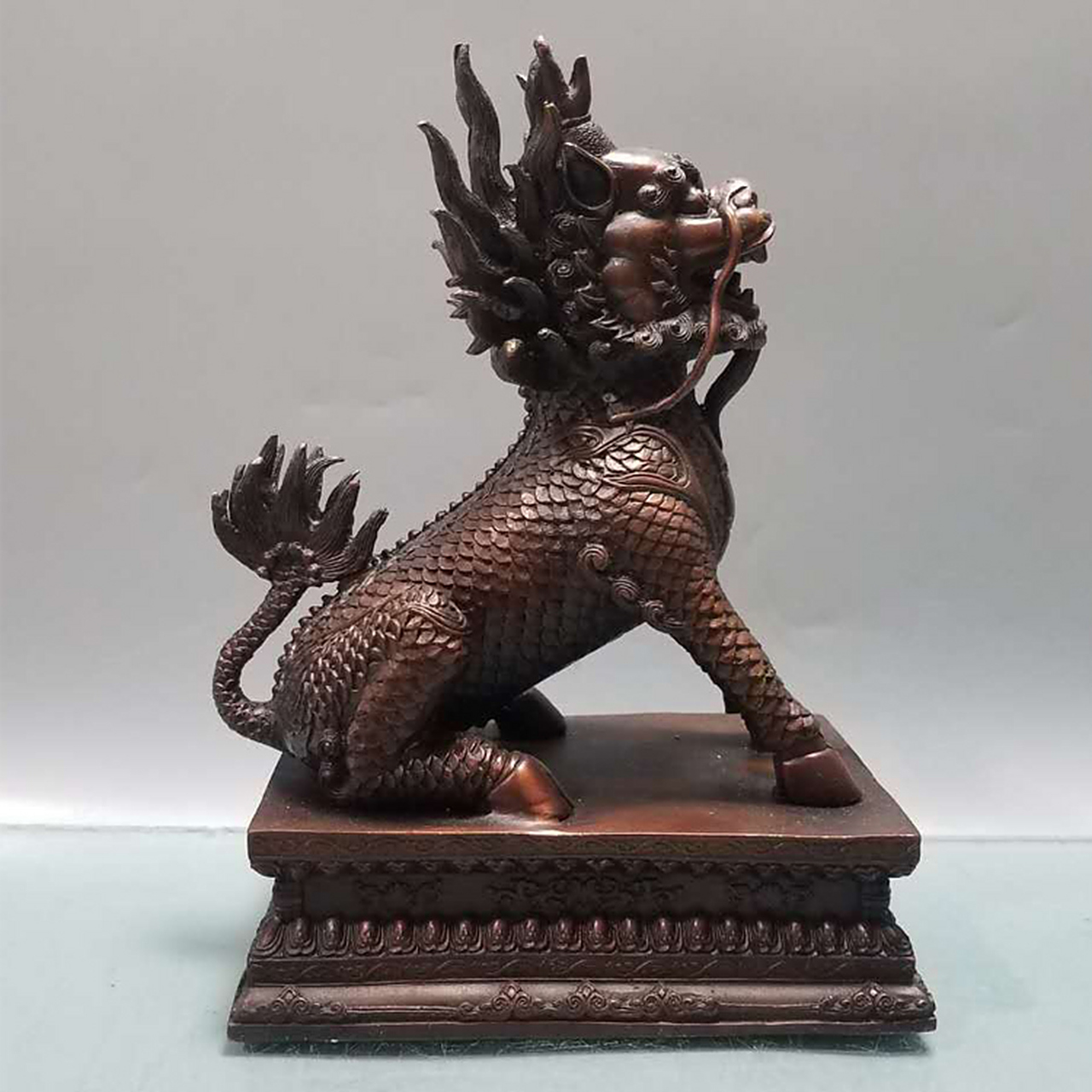 风水铜麒麟雕塑 招财镇宅麒麟摆件 公司,办公室,书房工艺品摆件 可来