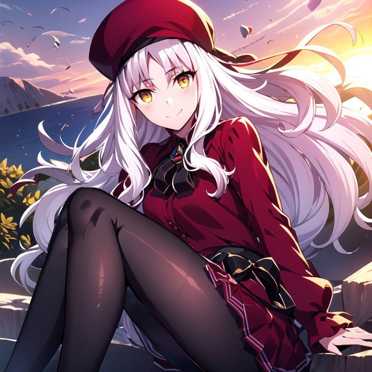 白发红衣少女