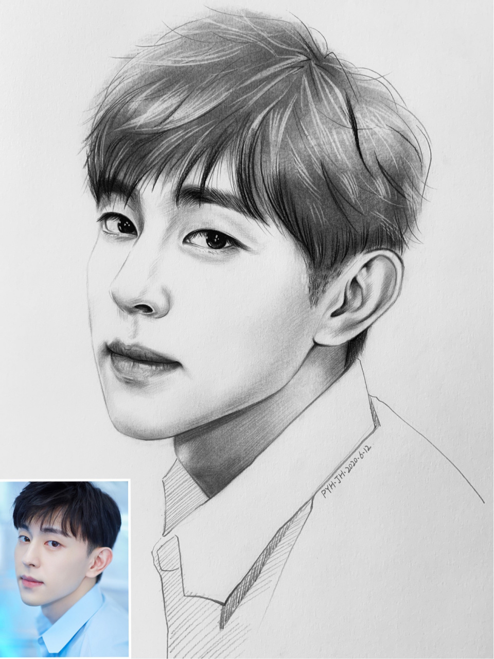 轻素描-邓伦【附详细步骤图可临摹收藏】 #手绘明星系列# 有喜欢伦伦