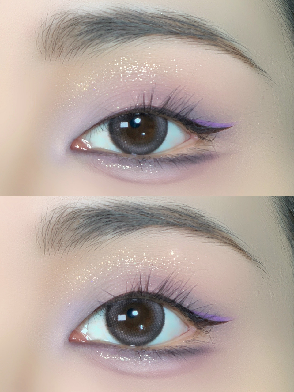 春日感粉紫配色眼妆教程 明媚氛围感 春天就要来点彩色呀～ 单眼皮