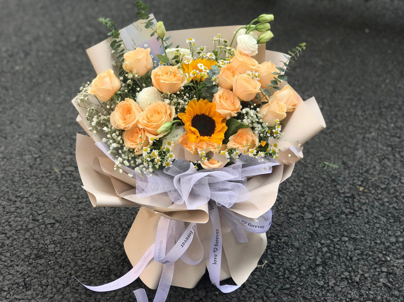 教师节首选向日葵香槟玫瑰混搭花束