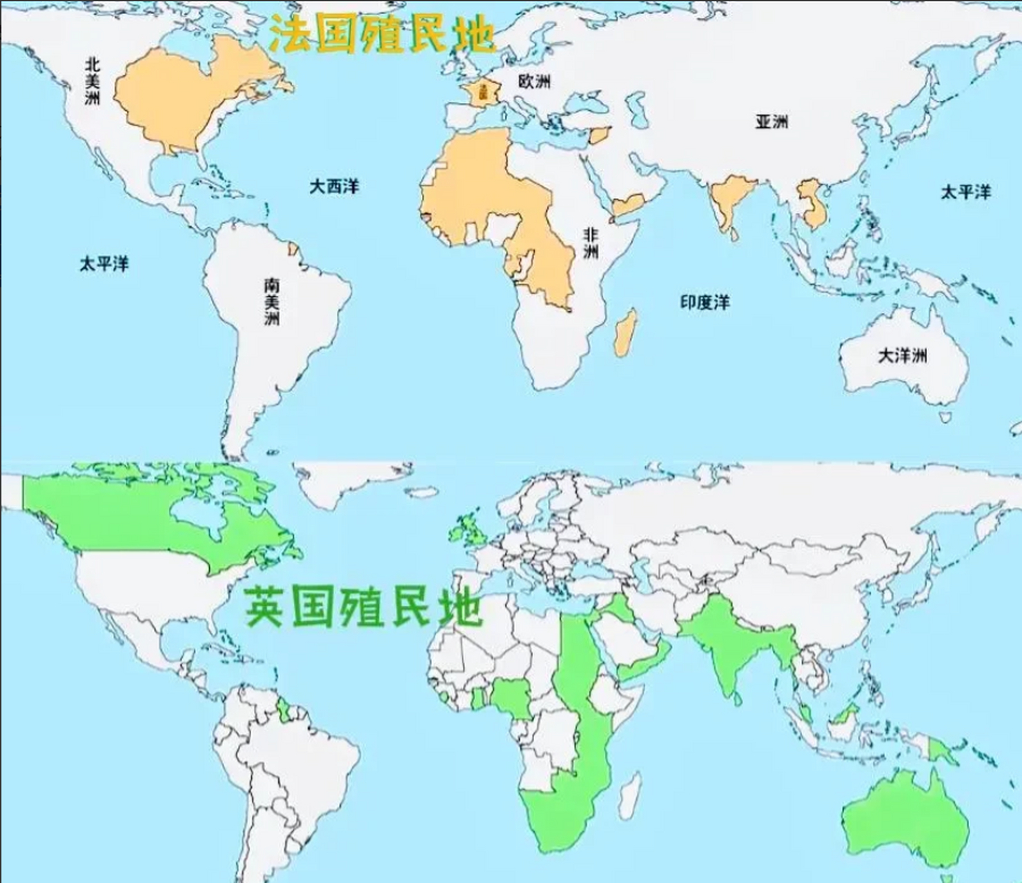 法国与英国殖民地地图对比 ——历史上英国从罗马行省到工业革命后