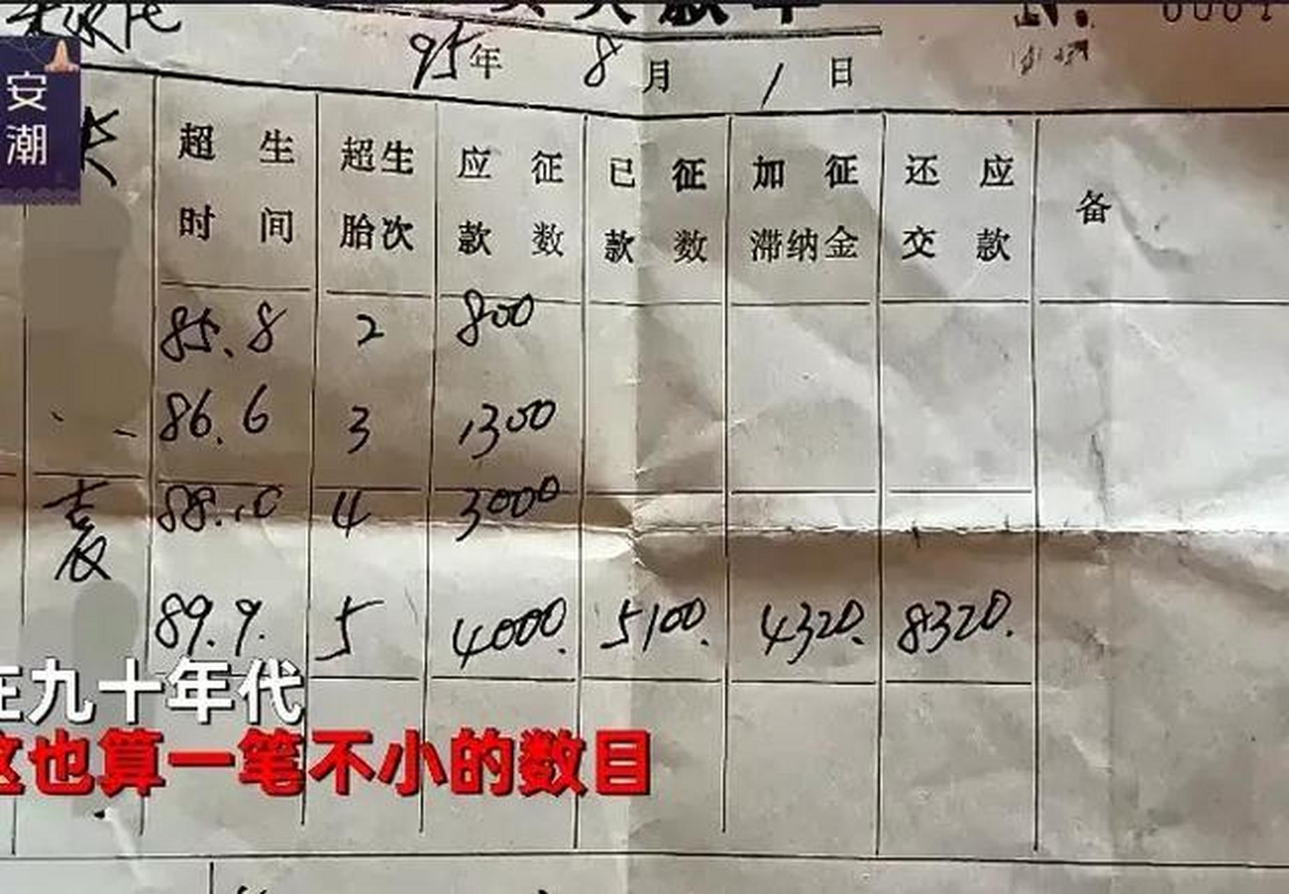 女子无意发现27年前父母超生罚款单 看到这些,想起来,其实我也是