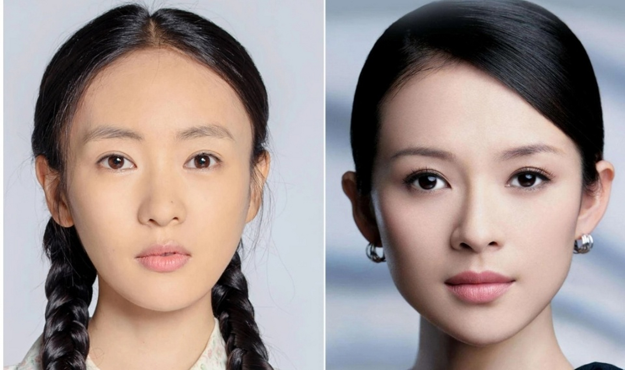 共用一张脸的明星——章子怡与童谣 差一点差很多 看看两人哪里差异最
