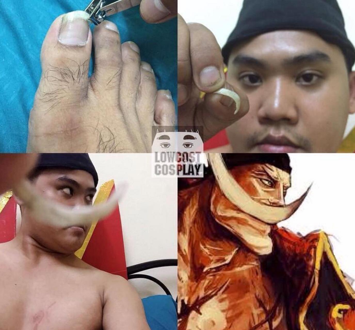 泰国小哥低成本cos白胡子,一个脚趾甲也能够成为主要道具[滑稽]