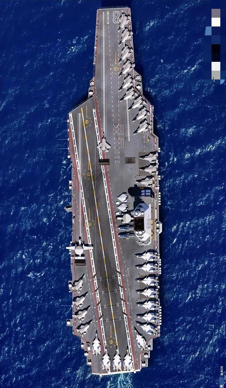 这个俯视角度对比,能清楚的看出在甲板布置上福建舰和福特级的差距!