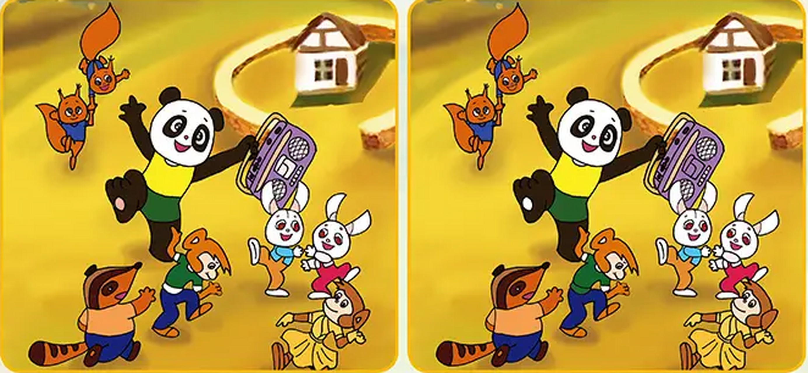 图中的小动物中有几处不同,请你找出他们的不同吧