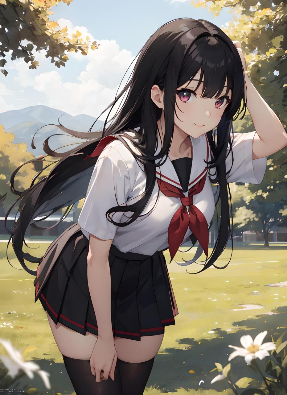 日漫二次元校园风萝莉 日漫二次元校园风萝莉,她黑色的长发如夜空中的