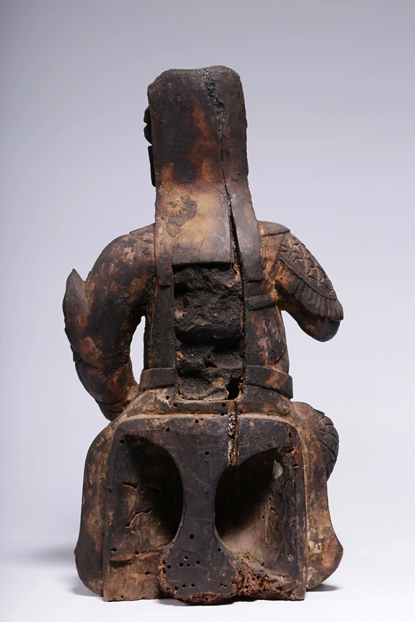 清代,木雕关公雕像  清代,木雕关公雕像(老裂,虫洞)