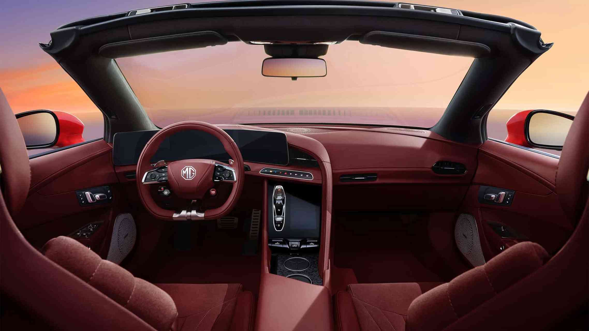 名爵cyber6767ster电动跑车内饰官图发布,中控台的设计风格有点像