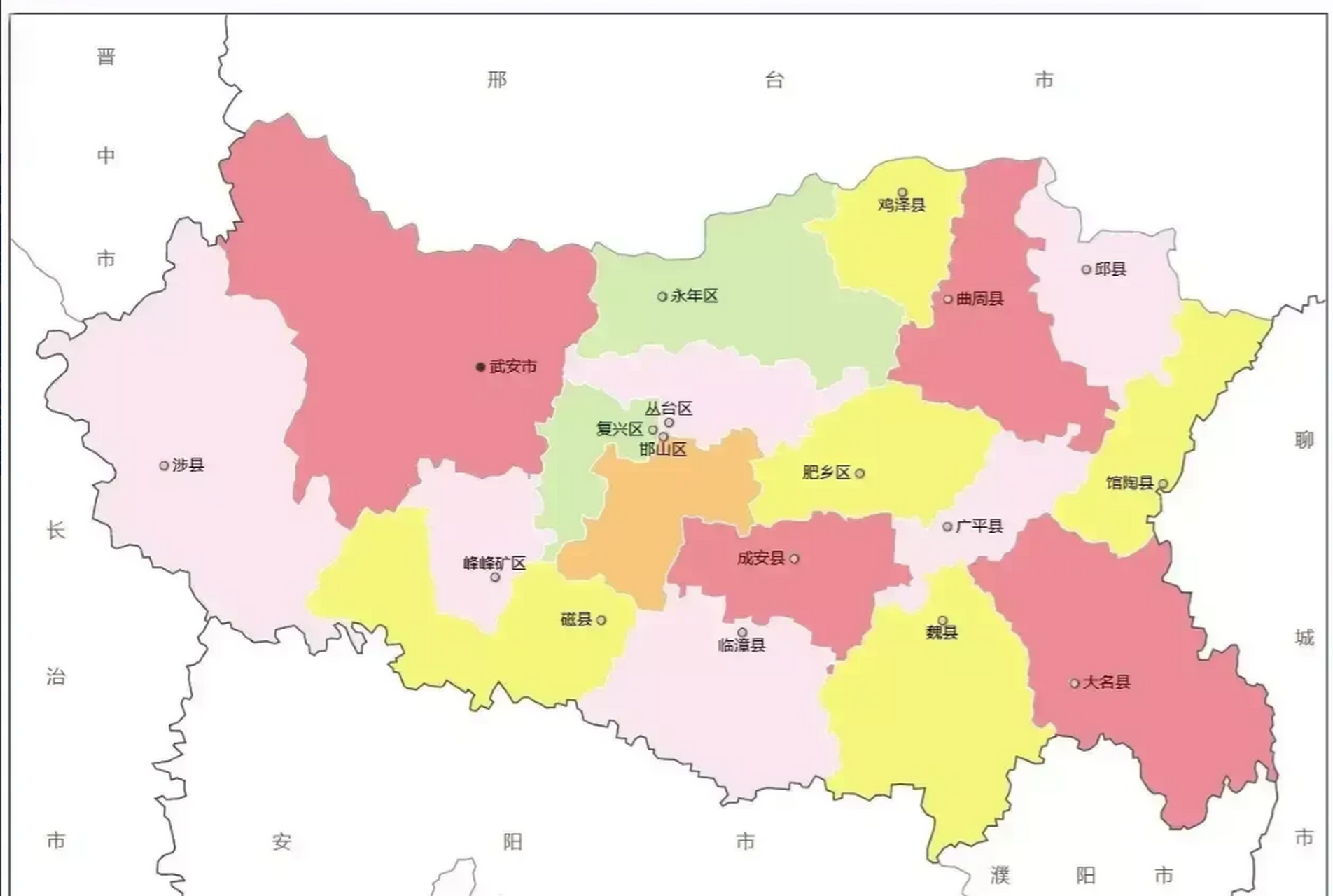 邯郸区县划分地图图片