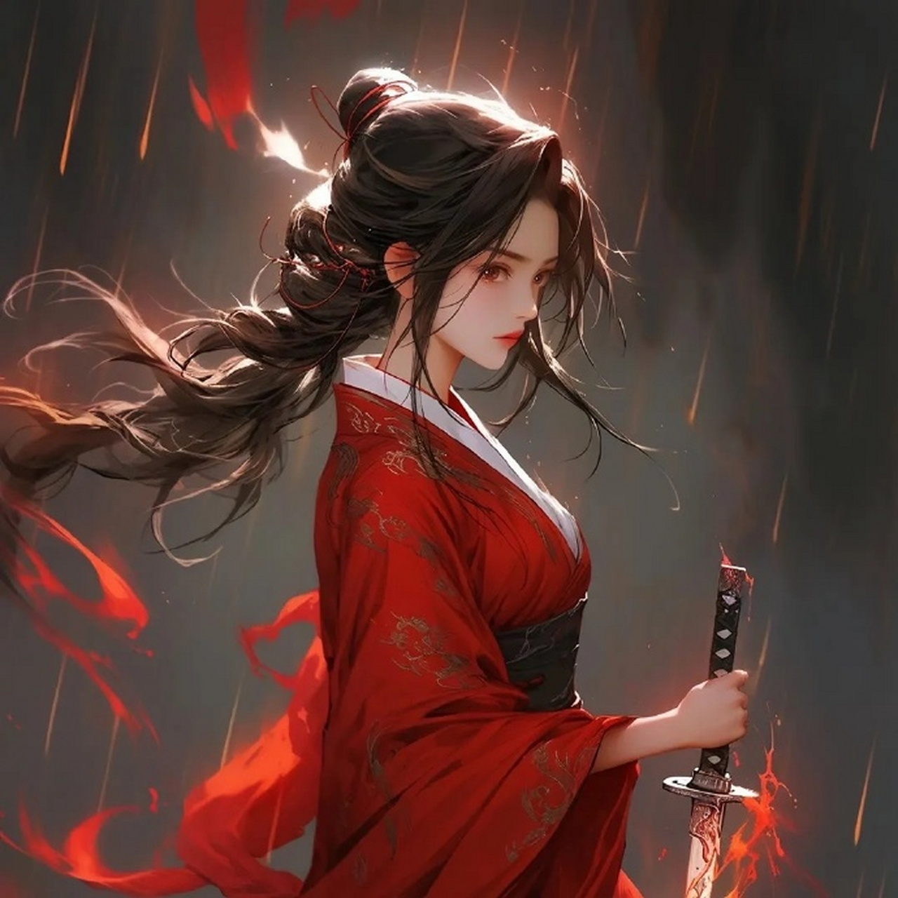 古风红衣系情侣头像. 676767