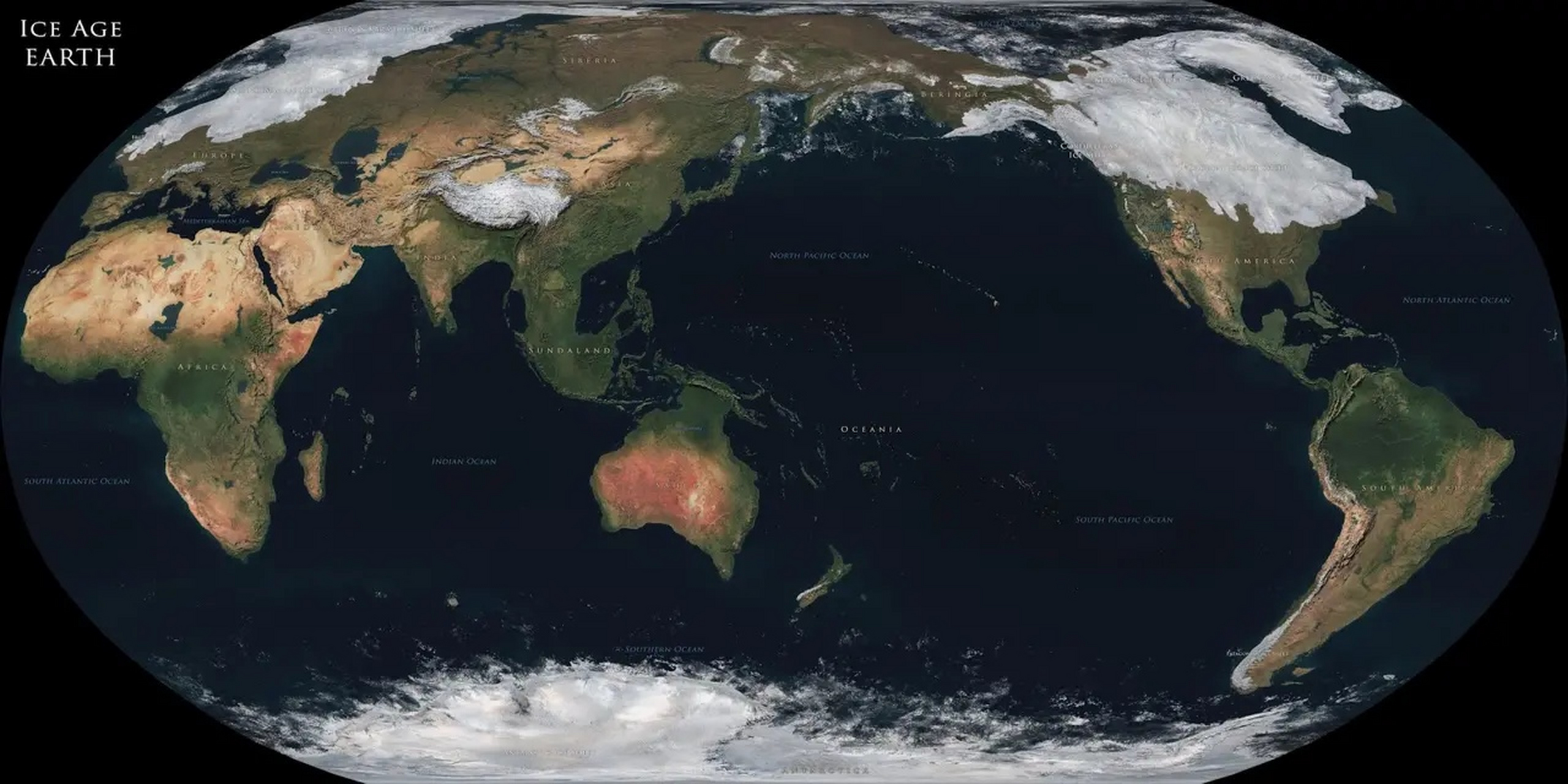 脑洞世界地图——人类出现之前的,冰河时代地球长啥样?