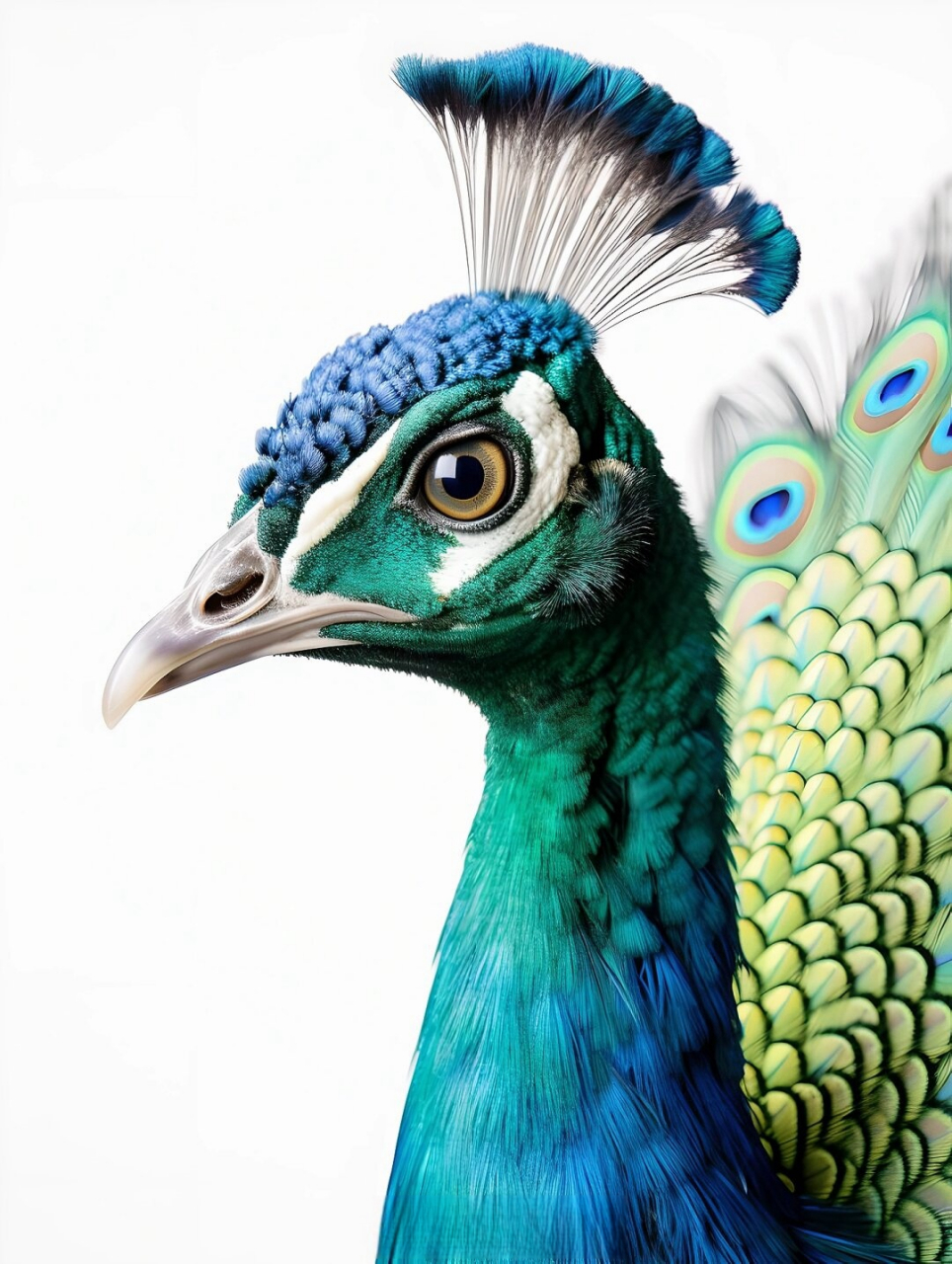 原创高清绘画素材～孔雀头部特写  孔雀头部特写,一笔一划勾勒出生命
