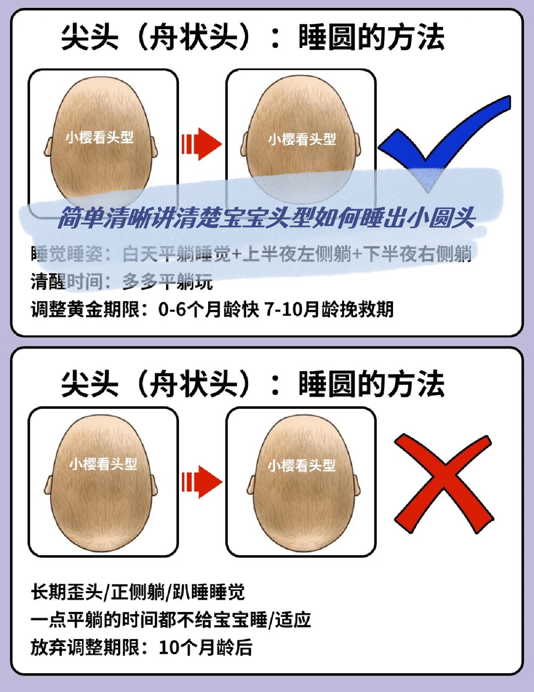 简单清晰讲清楚宝宝头型如何睡出小圆头