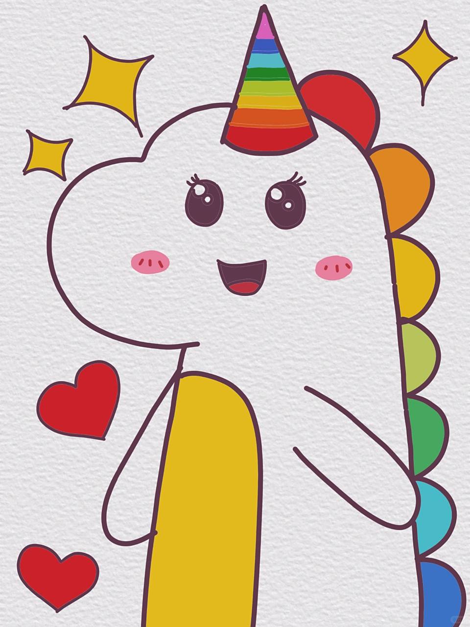 创意美术《可爱的独角兽》步骤 91适合5-8岁宝贝 94工具:铅笔