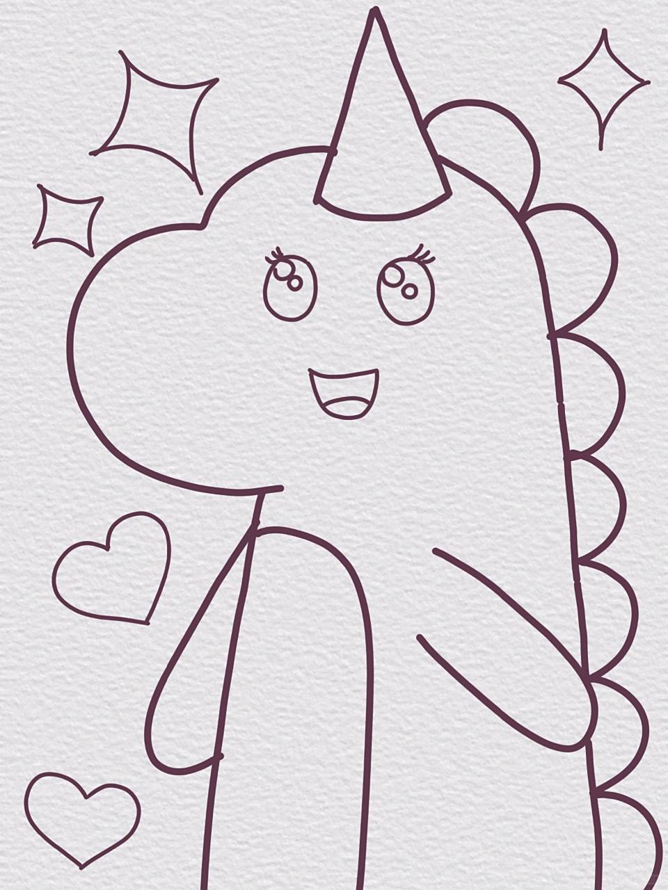 创意美术《可爱的独角兽》步骤 91适合5-8岁宝贝 94工具:铅笔