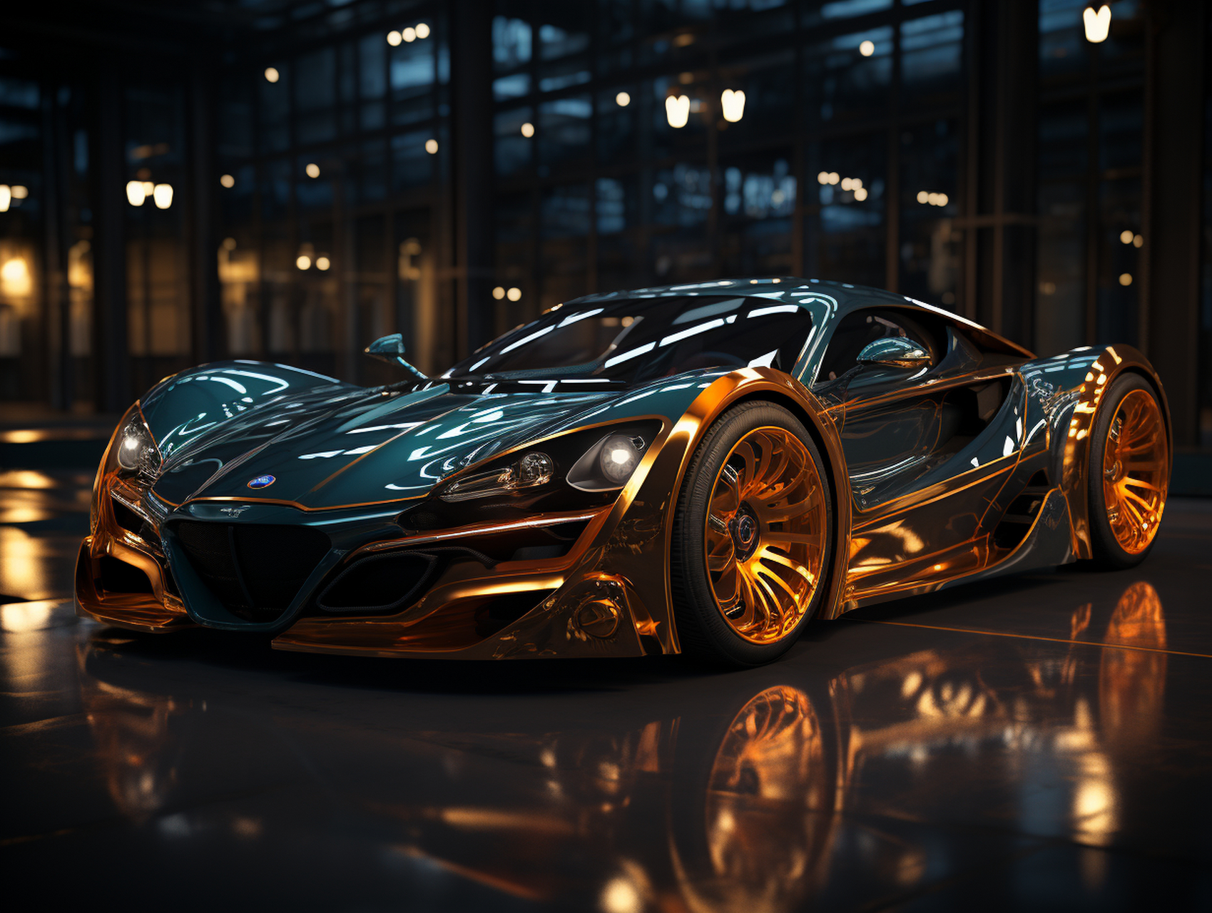 ai作图分享,好久没画车了 prompt:一款浅冰蓝色概念跑车,风格为 32k