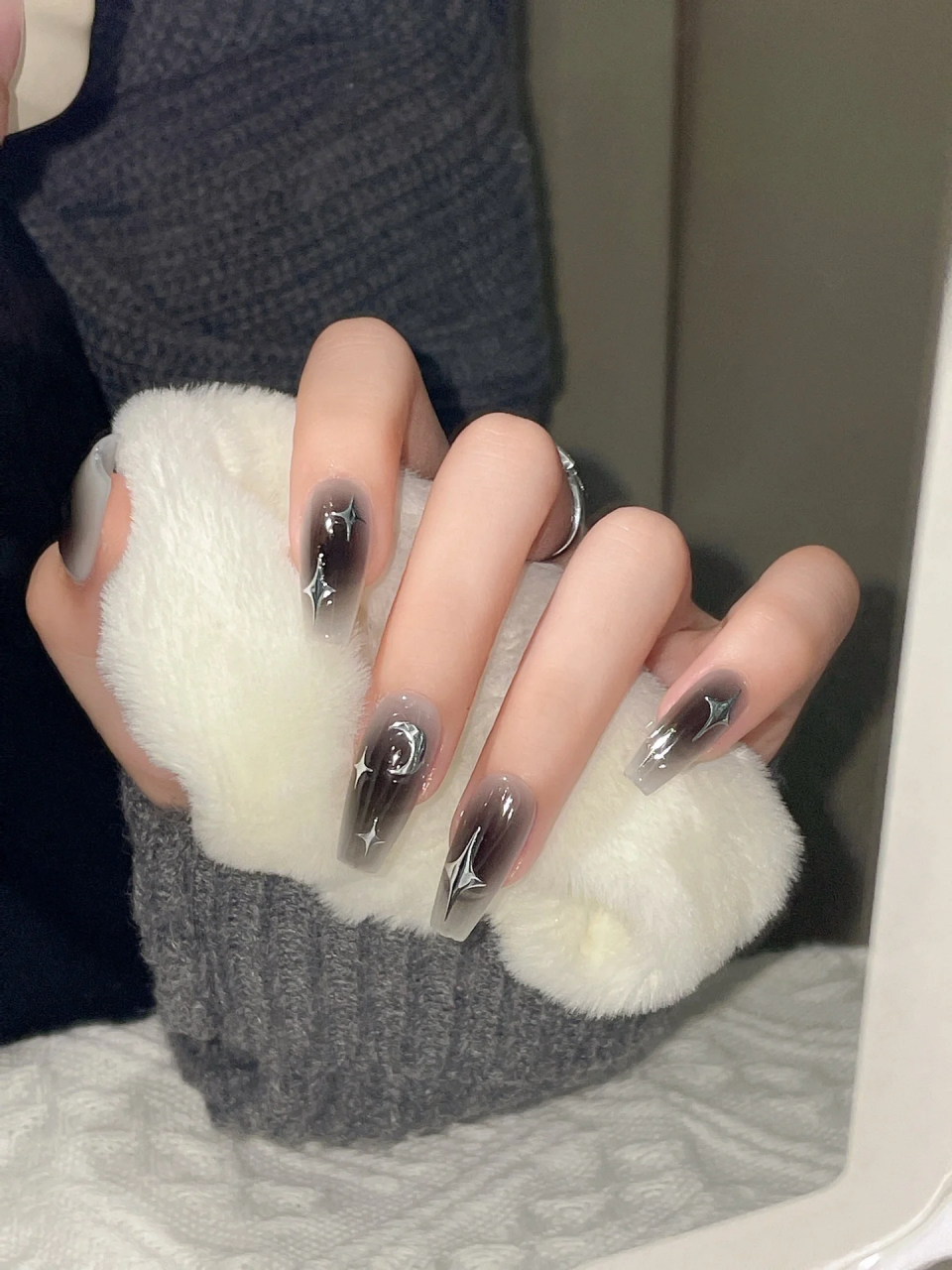 黑色ins风高级辣妹美甲