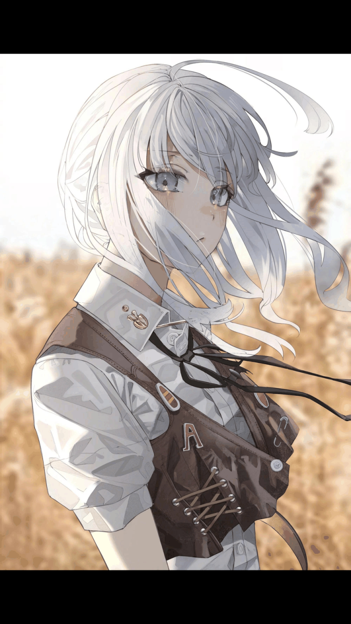 gif创作人 二次元 白发少女插画[玫瑰 画师:hani haya(twi:hanbe