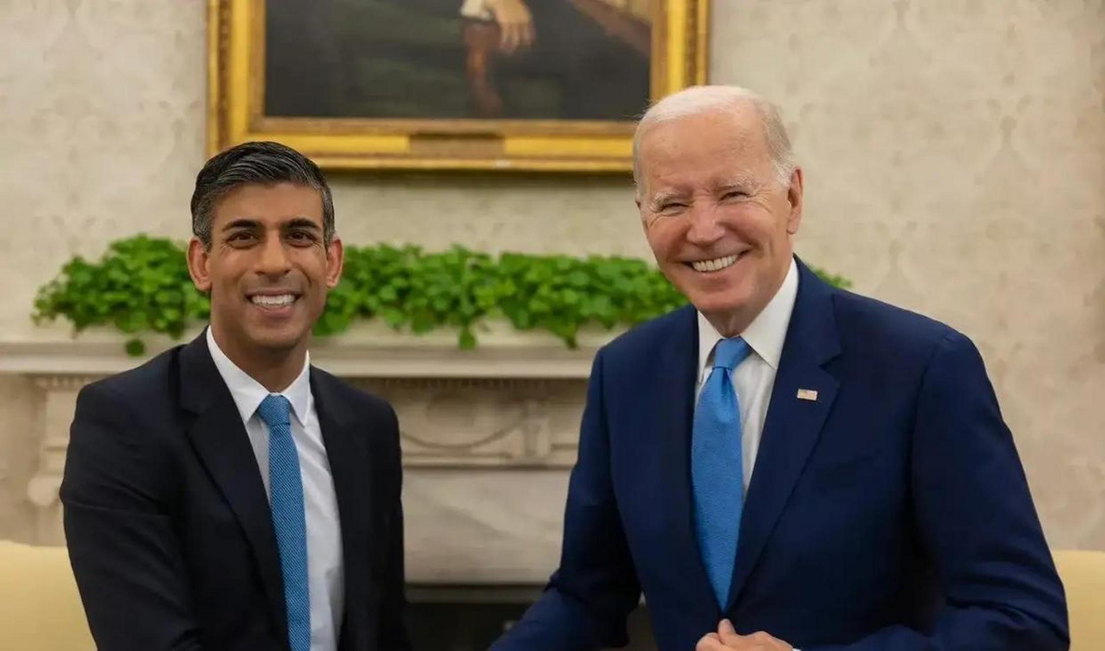 美国总统拜登和英国首相苏纳克,在白宫会晤期间发表了一系列令人瞠目