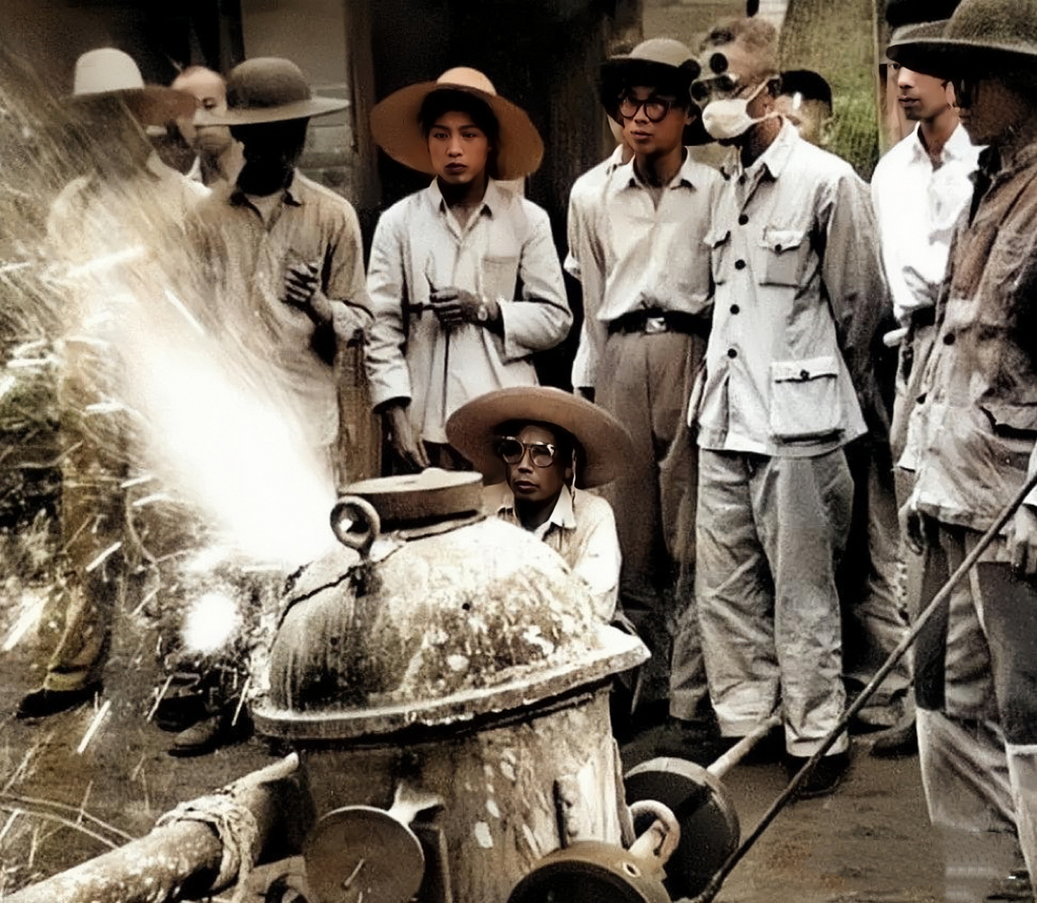 上世纪五十年代末,大炼钢铁时期的场景.