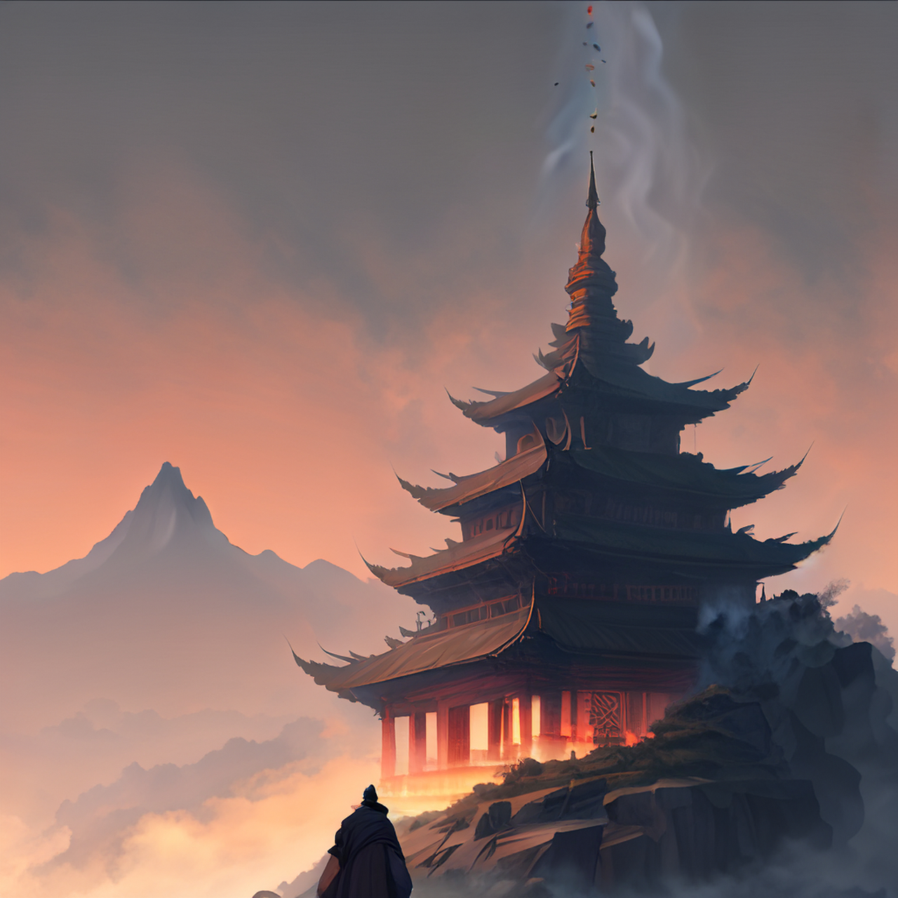 百度ai绘图黑科技#幻想艺术,红蓝双色光,古风绘画,中国风,描绘古诗词