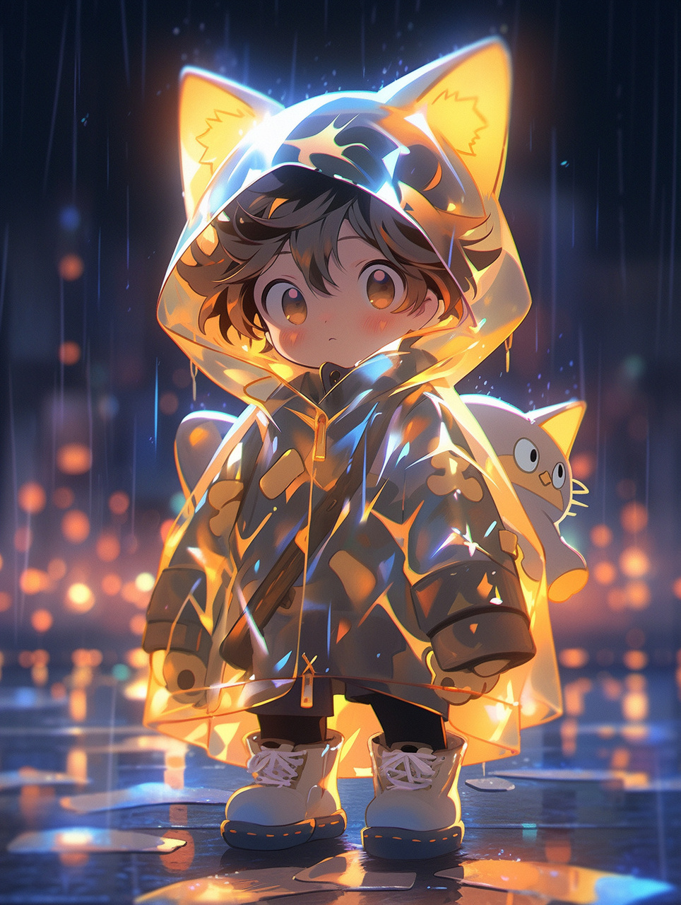 治愈系头像|闪闪发光的透明雨衣小可爱[期待]