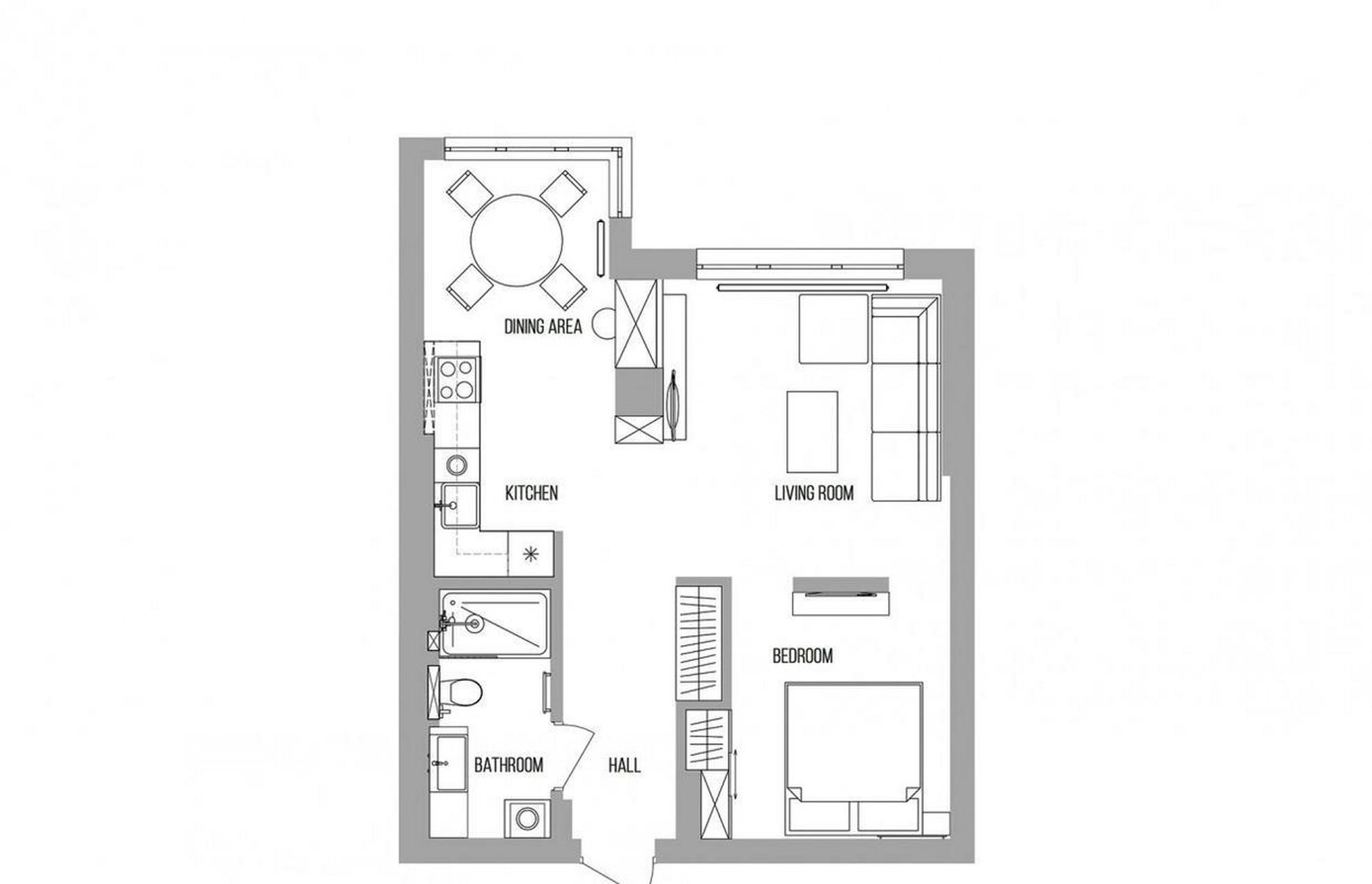 这是一个52平米的单身公寓,这套装修给人最舒服的感觉就是充满男子的