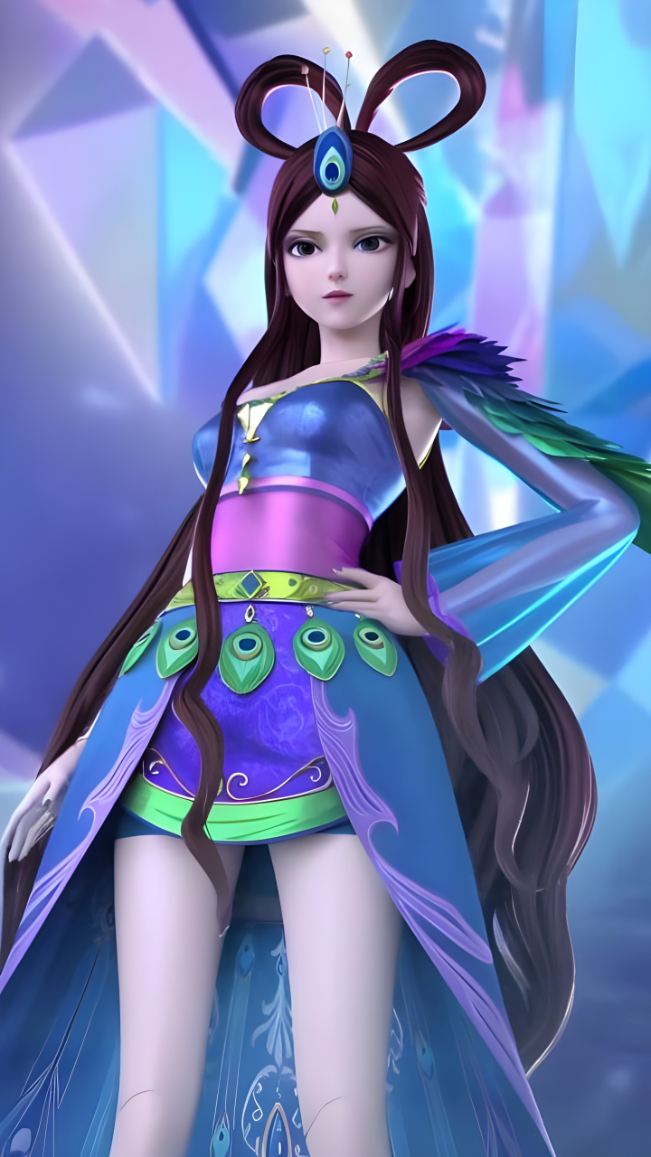 国漫女神|《精灵梦叶罗丽》黑孔雀ai精修手机壁纸:黑化孔雀现身,声线