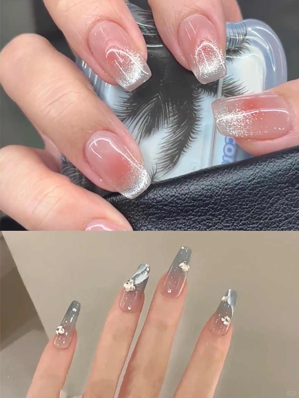 法式猫眼美甲