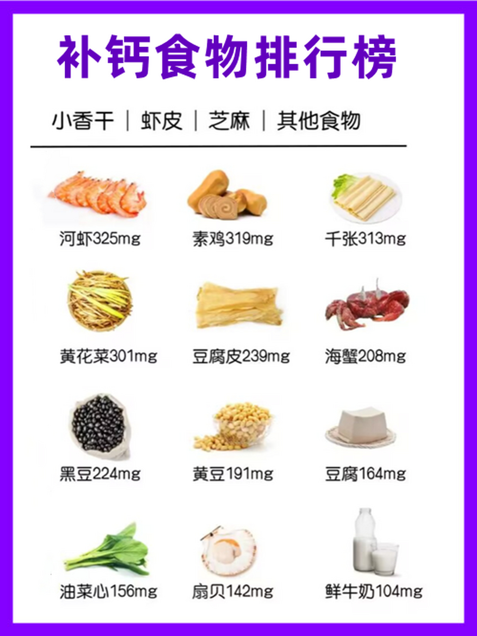 含钙量最高的食物排名图片